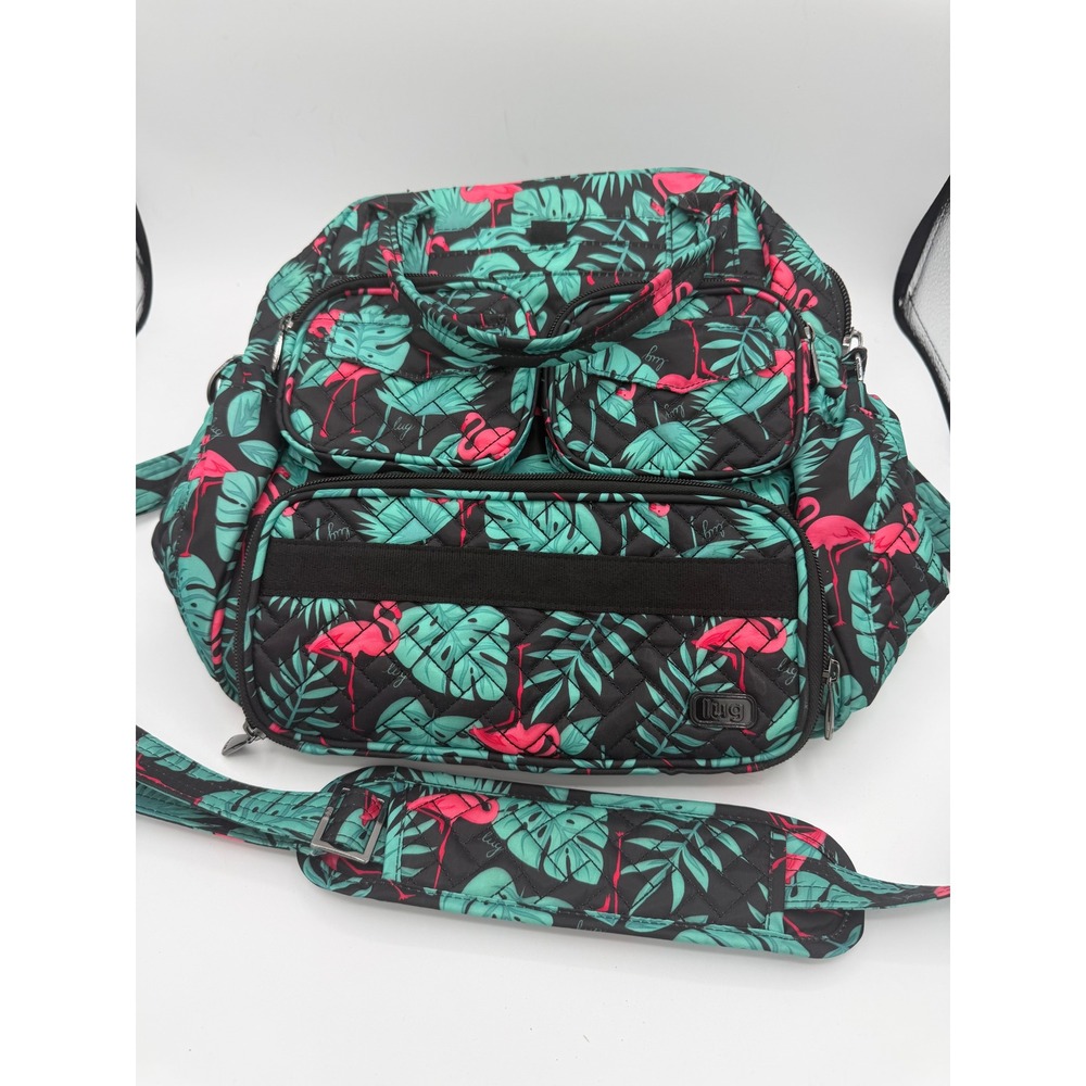 RETIRED HTF Lug Mini Puddle Jumper Flamingo Black Tropical Shoulder Crossbody